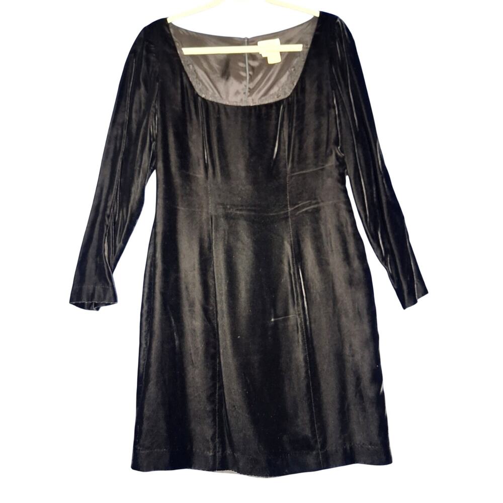 Moda International Black Velvet Dress Vintage Medium Smocked Size 10